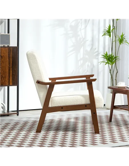 HOMCOM Boucle Seat Mid Century Accent Chair - White 83B-035V70WT