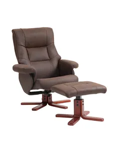 HOMCOM Faux Microfibre Leather Manual Recliner and Footstool Set - Dark Brown