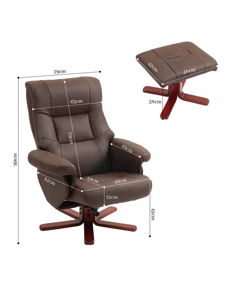 HOMCOM Faux Microfibre Leather Manual Recliner and Footstool Set - Dark Brown 83B-034V70DR