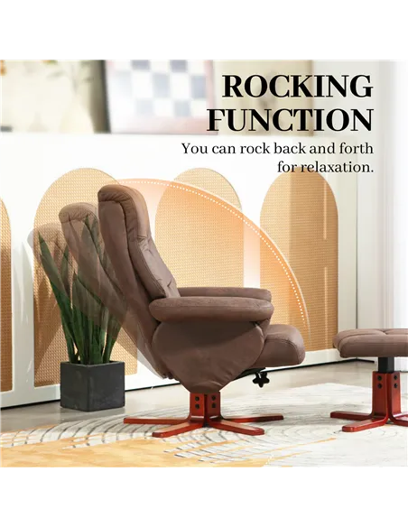 HOMCOM Faux Microfibre Leather Manual Recliner and Footstool Set - Dark Brown 83B-034V70DR