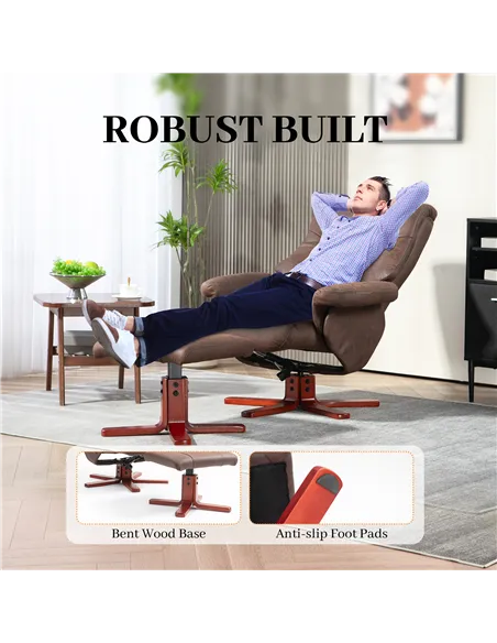 HOMCOM Faux Microfibre Leather Manual Recliner and Footstool Set - Dark Brown 83B-034V70DR