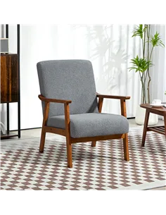 HOMCOM Armchair with Wide Seat, Boucle Accent Chair, Thick Padded Occasional Chair with Solid Wood Frame for Living Room Bedroom 2