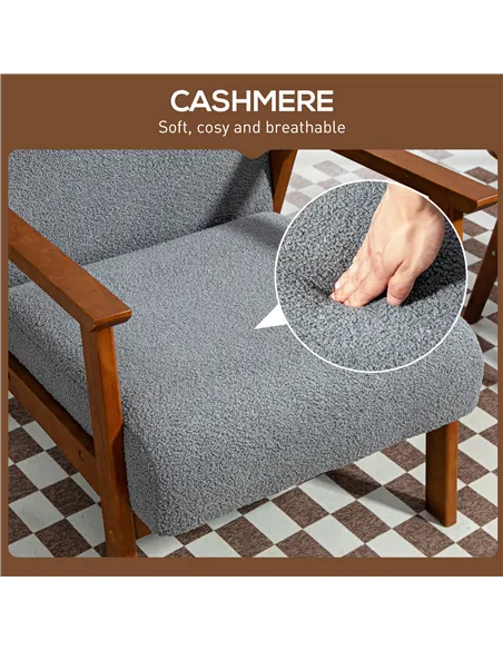 HOMCOM Armchair with Wide Seat, Boucle Accent Chair, Grey 83B-035V70GY