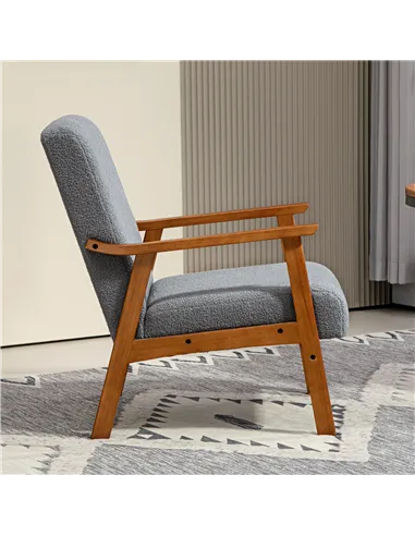 HOMCOM Armchair with Wide Seat, Boucle Accent Chair, Grey 83B-035V70GY