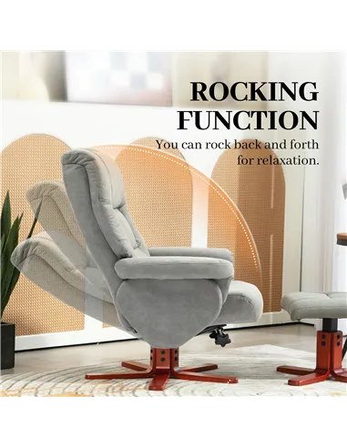 HOMCOM Faux Microfibre Leather Manual Recliner and Footstool Set - Grey 83B-034V70GY