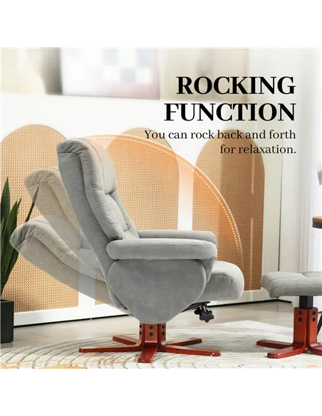 HOMCOM Faux Microfibre Leather Manual Recliner and Footstool Set - Grey 83B-034V70GY