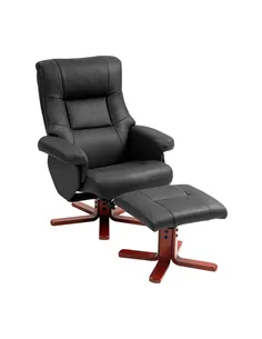 HOMCOM Faux Microfibre Leather Manual Recliner and Footstool Set - Black