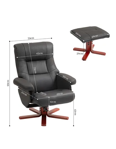 HOMCOM Faux Microfibre Leather Manual Recliner and Footstool Set - Black 83B-034V70BK