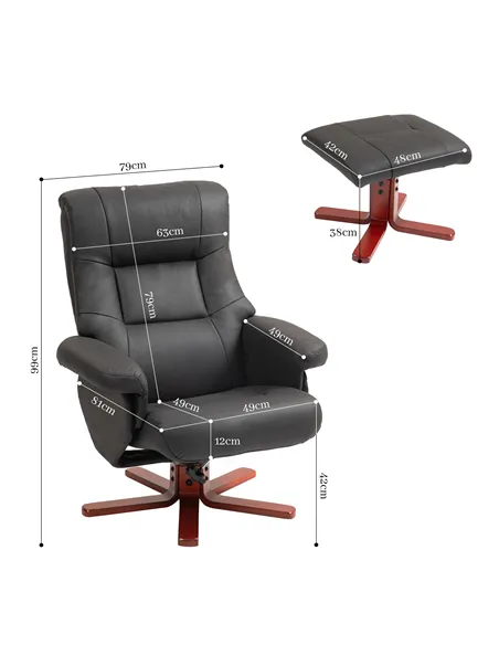 HOMCOM Faux Microfibre Leather Manual Recliner and Footstool Set - Black 83B-034V70BK
