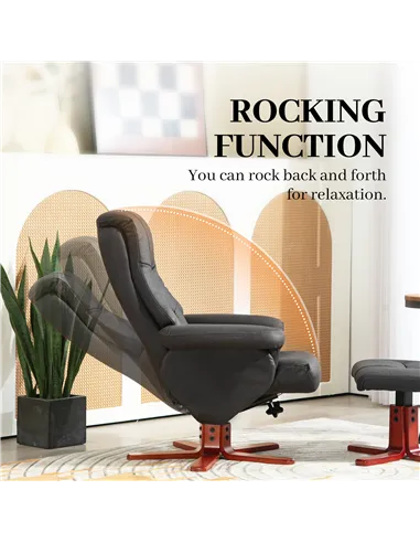 HOMCOM Faux Microfibre Leather Manual Recliner and Footstool Set - Black 83B-034V70BK