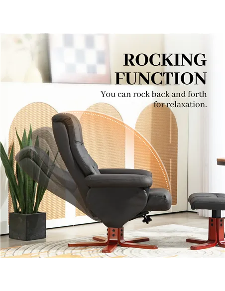 HOMCOM Faux Microfibre Leather Manual Recliner and Footstool Set - Black 83B-034V70BK