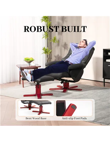 HOMCOM Faux Microfibre Leather Manual Recliner and Footstool Set - Black 83B-034V70BK