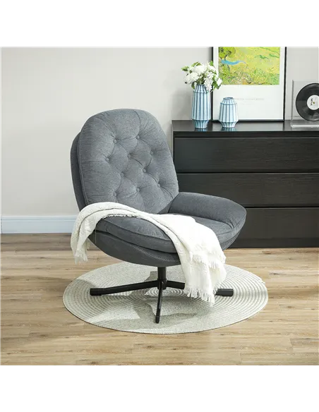 HOMCOM Armchair with 360 Degree Swivel and Wide Padded Seat, Grey 83B-043V70GY