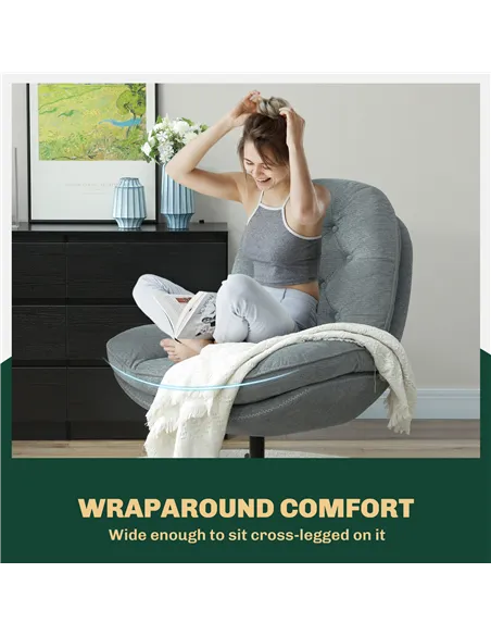 HOMCOM Armchair with 360 Degree Swivel and Wide Padded Seat, Grey 83B-043V70GY