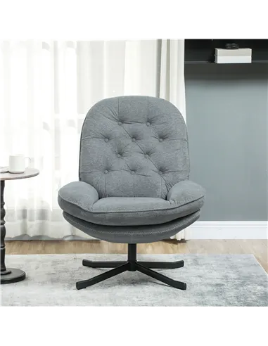 HOMCOM Armchair with 360 Degree Swivel and Wide Padded Seat, Grey 83B-043V70GY