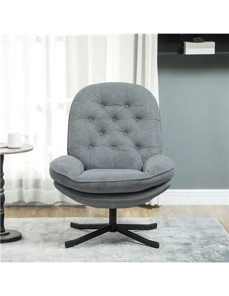 HOMCOM Armchair with 360 Degree Swivel and Wide Padded Seat, Grey 83B-043V70GY