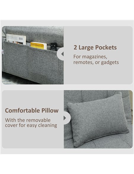 HOMCOM Four-In-One Single Sleeper Chair - Dark Grey