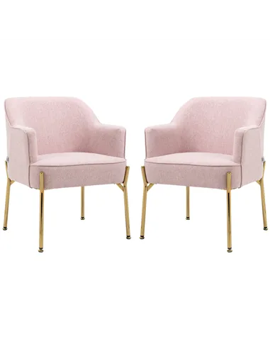 HOMCOM Accent Chair, Living Room Armchair, Vanity Chair with Gold Plating Metal Legs and Soft Padded Seat for Bedroom and Café, 