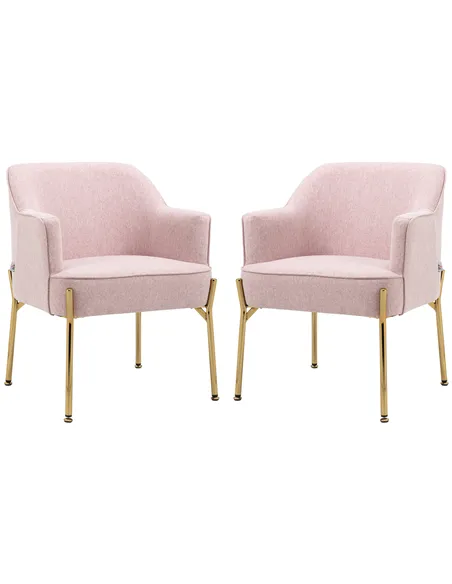 HOMCOM Accent Chair, Living Room Armchair, Vanity Chair with Gold Plating Metal Legs and Soft Padded Seat for Bedroom and Café, 