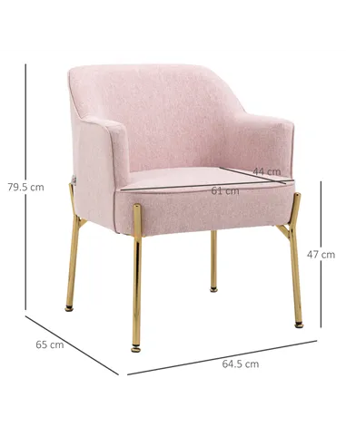 HOMCOM Luxe Pink Accent Chair Set with Gold Legs 839-P042