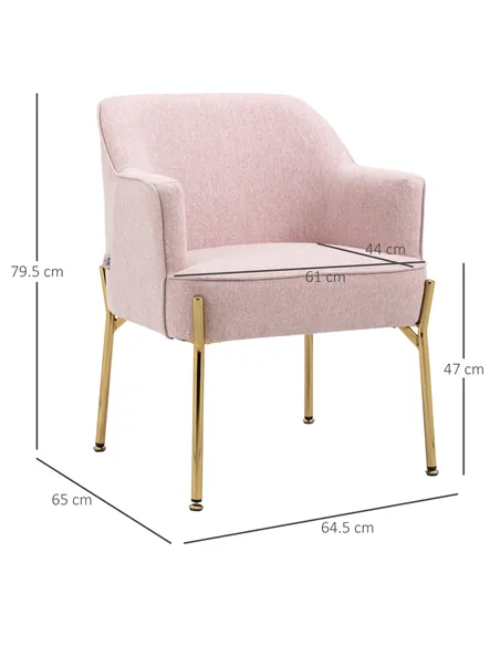 HOMCOM Luxe Pink Accent Chair Set with Gold Legs 839-P042