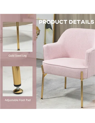 HOMCOM Luxe Pink Accent Chair Set with Gold Legs 839-P042