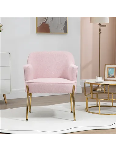HOMCOM Luxe Pink Accent Chair Set with Gold Legs 839-P042