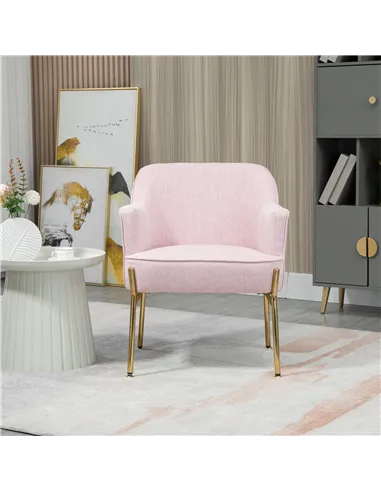 HOMCOM Luxe Pink Accent Chair Set with Gold Legs 839-P042