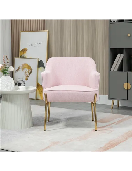 HOMCOM Luxe Pink Accent Chair Set with Gold Legs 839-P042
