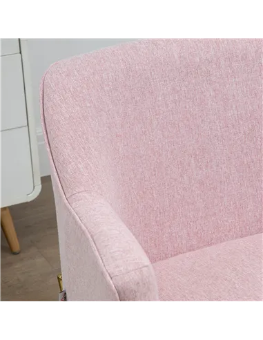 HOMCOM Luxe Pink Accent Chair Set with Gold Legs 839-P042