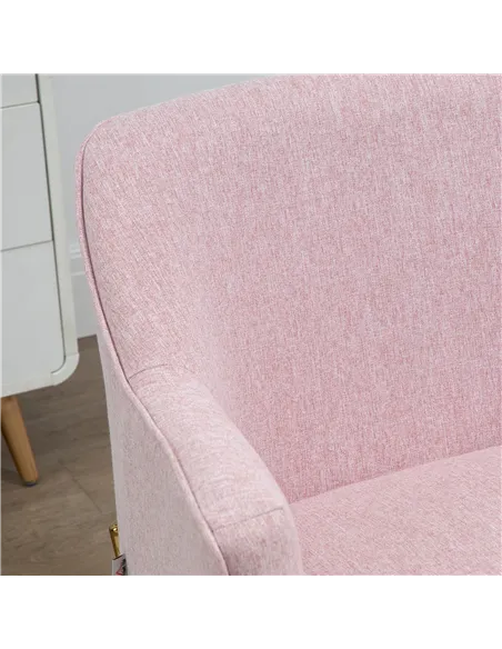 HOMCOM Luxe Pink Accent Chair Set with Gold Legs 839-P042