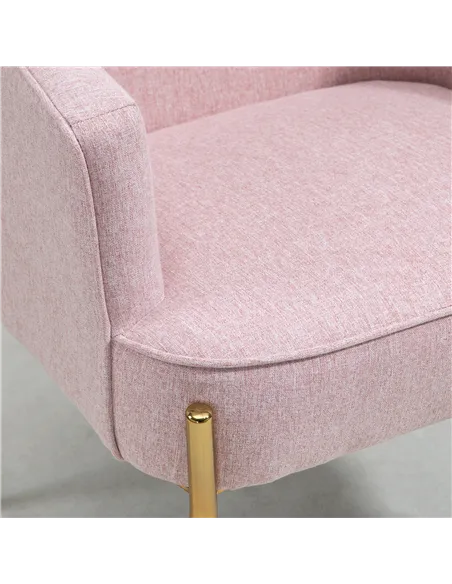 HOMCOM Luxe Pink Accent Chair Set with Gold Legs 839-P042