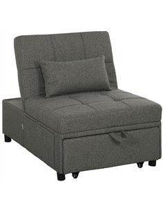 HOMCOM Four-In-One Single Sleeper Chair - Dark Grey