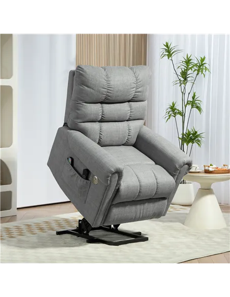 HOMCOM Rise and Recline Electric Massage Armchair - Grey 713-170V70GY