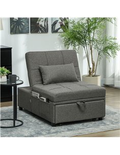 HOMCOM Four-In-One Single Sleeper Chair - Dark Grey 2