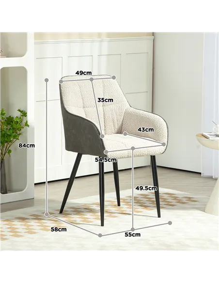 HOMCOM Accent Chair with Foot Pads, Upholstered Armchair, Cream White 83B-046V70CW