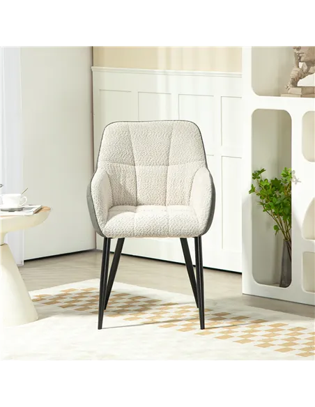 HOMCOM Accent Chair with Foot Pads, Upholstered Armchair, Cream White 83B-046V70CW