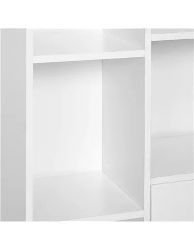 HOMCOM Sideboard Storage Cabinet Cupboard, Open Bookcase with 2 Doors 5 Compartments Wooden Modern Style for Living Room Bedroom