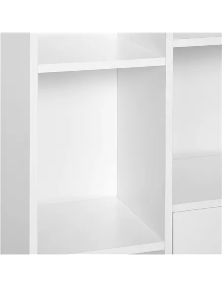 HOMCOM Sideboard Storage Cabinet Cupboard, Open Bookcase with 2 Doors 5 Compartments Wooden Modern Style for Living Room Bedroom