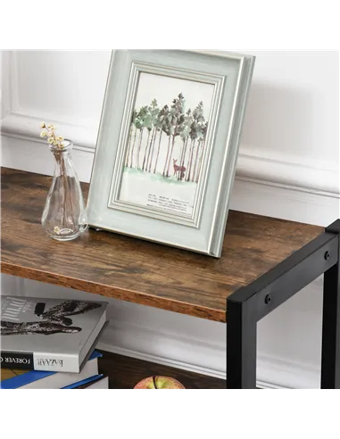 HOMCOM Industrial Bookshelf, Storage Cabinet with 3-Tier with Doors, for Home Office, Living Room Rustic Brown