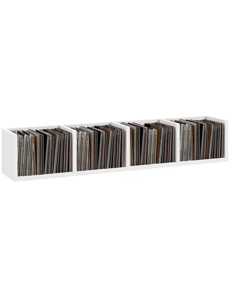 HOMCOM Wall Mount 84 CD / 56 DVD/Blu-ray/ Media Storage Rack 4 Cubes Wooden Shelf Organizer Unit Bookcase Display (White)