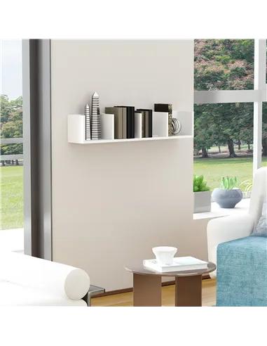 HOMCOM Wall Mount 84 CD / 56 DVD/Blu-ray/ Media Storage Rack 4 Cubes Wooden Shelf Organizer Unit Bookcase Display (White)