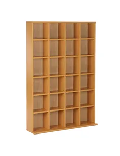 HOMCOM CD Storage Unit with Adjustable Shelves, 89 x 130.5 cm, Beech Wood Finish