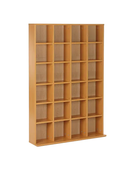 HOMCOM CD Storage Unit with Adjustable Shelves, 89 x 130.5 cm, Beech Wood Finish