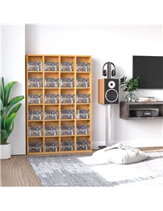 HOMCOM CD Storage Unit with Adjustable Shelves, 89 x 130.5 cm, Beech Wood Finish 2