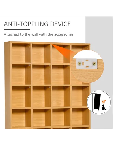 HOMCOM CD Storage Unit with Adjustable Shelves, 89 x 130.5 cm, Beech Wood Finish