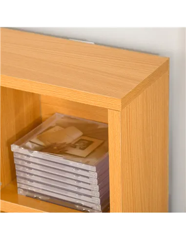 HOMCOM CD Storage Unit with Adjustable Shelves, 89 x 130.5 cm, Beech Wood Finish