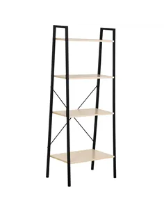 HOMCOM Ladder Shelf, Bookshelf, 4-Tier Industrial Storage Rack for Living Room, Bedroom, Kitchen, Oak and Black