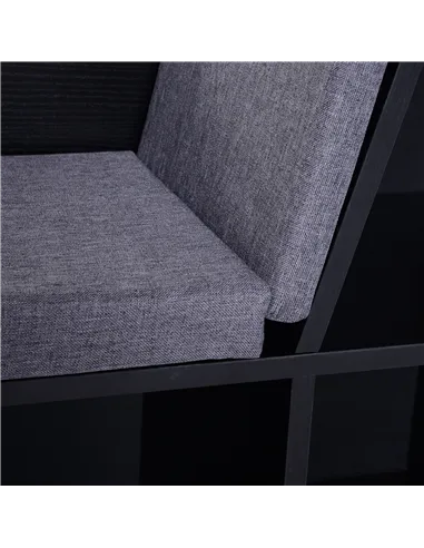 HOMCOM Bookcase Storage Shelf with Cushioned Reading Seat, Cube Bookshelf Organizer for Bedroom Living Room, Black