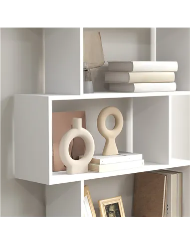 HOMCOM Bookcase, 6 Tier Shelf S Shaped Bookshelf, Storage Unit, Display Shelf for Living Room, Bedroom, Home Office, Plant, Whit